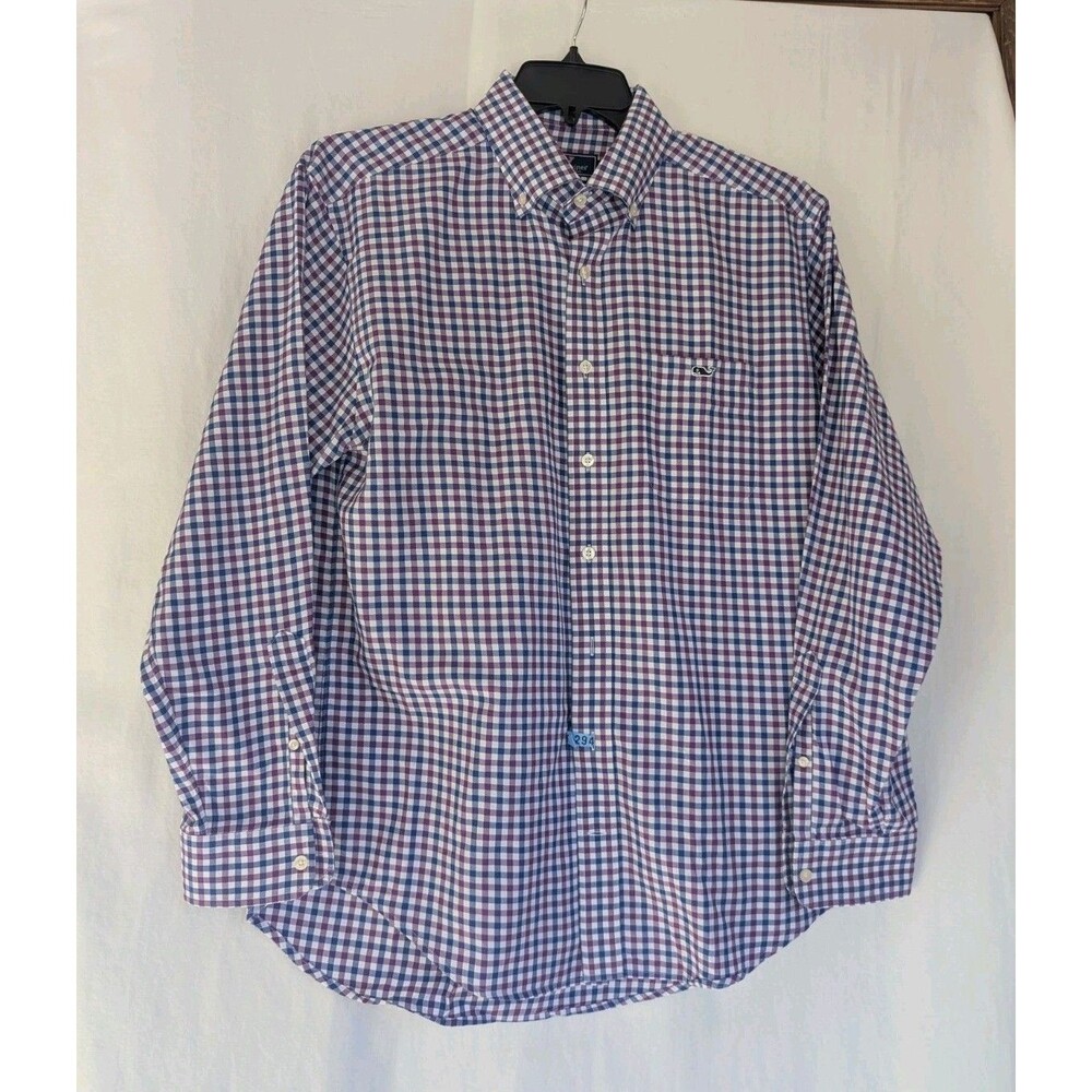 Vineyard Vines Classic Fit Tucker Shirt Cotton Button-Down Men's M Purple Plaid